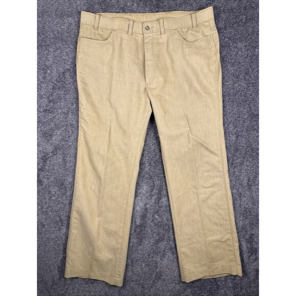 Vintage Levis Sportswear 70s Flare Pants 36x32 Gray Beige USA Made - Picture 1 of 6